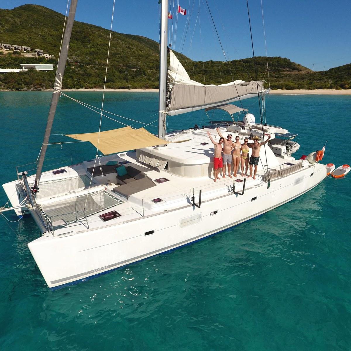 North Texas Sailing School students on a catamaran in the British Virgin Islands
